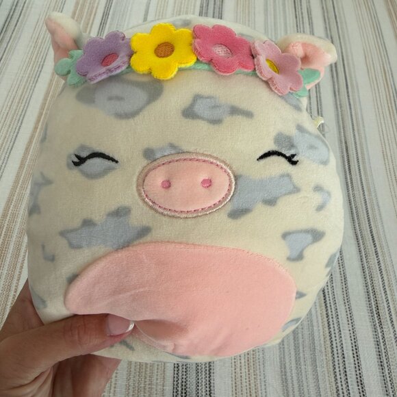 NWT Squishmallow Jazwares Plush "Rosie" 8" Spotted Pig Flower Toy - Picture 1 of 3